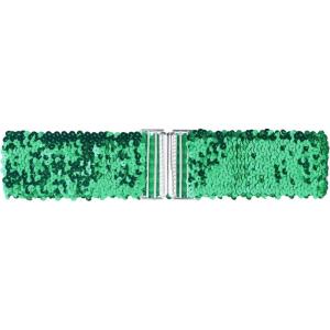 imageAllegra K Womens Plus Size Stretchy Waist Belts Metal Interlock Buckles Sequins Decor Belts for DressesGreen