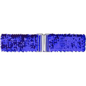 imageAllegra K Womens Plus Size Stretchy Waist Belts Metal Interlock Buckles Sequins Decor Belts for DressesRoyal Blue