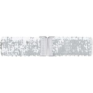 imageAllegra K Womens Plus Size Stretchy Waist Belts Metal Interlock Buckles Sequins Decor Belts for DressesSilver