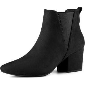 imageAllegra K Womens Pointed Toe Block Heel Ankle Chelsea BootsBlack