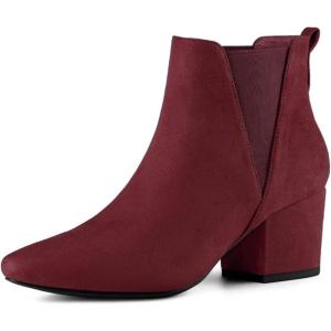 imageAllegra K Womens Pointed Toe Block Heel Ankle Chelsea BootsBurgundy Red