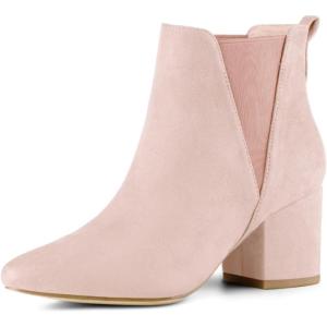 imageAllegra K Womens Pointed Toe Block Heel Ankle Chelsea BootsDust Pink
