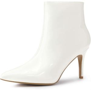 imageAllegra K Womens Pointed Toe Stiletto Heel Ankle Heeled BootsWhite