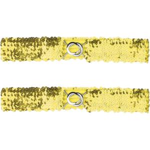 imageAllegra K Womens Skinny Elastic Waist Belts Sequins Decor Stretchy Belts for Dresses 2PCSGold