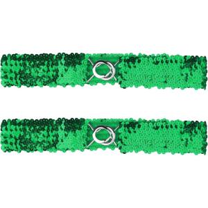 imageAllegra K Womens Skinny Elastic Waist Belts Sequins Decor Stretchy Belts for Dresses 2PCSGreen
