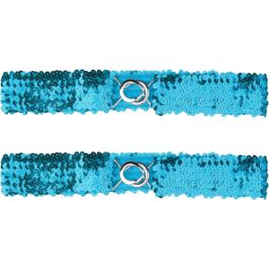 imageAllegra K Womens Skinny Elastic Waist Belts Sequins Decor Stretchy Belts for Dresses 2PCSLight Blue