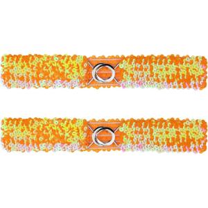 imageAllegra K Womens Skinny Elastic Waist Belts Sequins Decor Stretchy Belts for Dresses 2PCSOrange