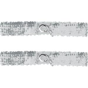 imageAllegra K Womens Skinny Elastic Waist Belts Sequins Decor Stretchy Belts for Dresses 2PCSSilver