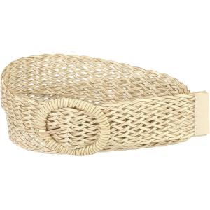 imageAllegra K Womens Skinny Waist Belts Braided Belts for Dress Round Metal Buckle AdjustableBeige
