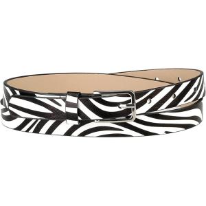 imageAllegra K Womens Skinny Waist Belts Single Pin Buckle Cute Animal Printed Pants Dress Thin Faux Leather BeltWhite