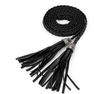 imageAllegra K Womens Tassel Braided Belts Skinny Woven Waist Belts for Skirt DressBlack