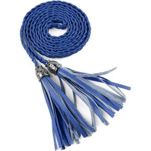 imageAllegra K Womens Tassel Braided Belts Skinny Woven Waist Belts for Skirt DressRoyal Blue