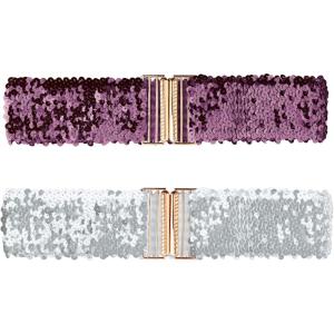 imageAllegra K Womens Wide Waist Belts Interlock Buckles Sequins Decor Shinny Stretchy Belts 2PCSDark Purple