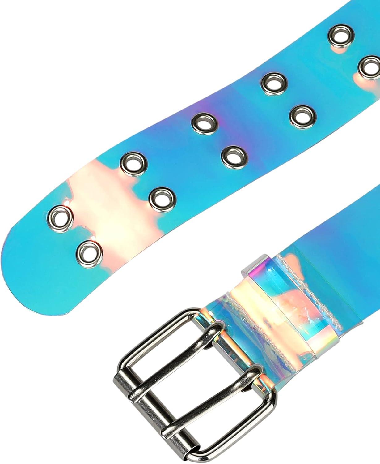 imageAllegra K Womens Clear Waist Belts Plus Size Grommet Transparent Pin Buckle Belt for Jeans Dresses ShortsColorful