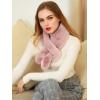 imageAllegra K Fluffy Faux Fur Collar Scarf Rabbit Ears Plush Neck Wrap Winter Warmer for WomenPink