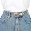 imageAllegra K Ladies Clear Waist Belts for Jeans Trousers Transparent Belts Rectangle BuckleGold