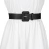 imageAllegra K Ladies Plus Size Pure Belts Adjustable Rectangle Buckle Wide Waistband Belt for DressBlack