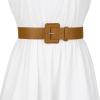 imageAllegra K Ladies Plus Size Pure Belts Adjustable Rectangle Buckle Wide Waistband Belt for DressBrown