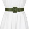 imageAllegra K Ladies Plus Size Pure Belts Adjustable Rectangle Buckle Wide Waistband Belt for DressGreen