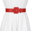 imageAllegra K Ladies Plus Size Pure Belts Adjustable Rectangle Buckle Wide Waistband Belt for DressRed