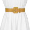 imageAllegra K Ladies Plus Size Pure Belts Adjustable Rectangle Buckle Wide Waistband Belt for DressYellow