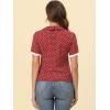 imageAllegra K Polka Dots Blouse for Womens Contrast Tie Peter Pan Collar Vintage ShirtBurgundy