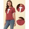 imageAllegra K Polka Dots Blouse for Womens Contrast Tie Peter Pan Collar Vintage ShirtBurgundy