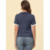 imageAllegra K Polka Dots Blouse for Womens Contrast Tie Peter Pan Collar Vintage ShirtDark Blue