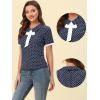 imageAllegra K Polka Dots Blouse for Womens Contrast Tie Peter Pan Collar Vintage ShirtDark Blue