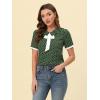 imageAllegra K Polka Dots Blouse for Womens Contrast Tie Peter Pan Collar Vintage ShirtDark Green