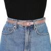 imageAllegra K Skinny Slim Thin Nonporous Waist Belt Rectangle Buckle PU Leather Solid Simple Belts for Jeans DressPink