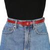imageAllegra K Skinny Slim Thin Nonporous Waist Belt Rectangle Buckle PU Leather Solid Simple Belts for Jeans DressRed