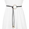 imageAllegra K Women PU Leather Skinny Rope Belt Round Ring Endings Self Tie Waistband Thin Waist StrapBlack
