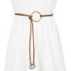 imageAllegra K Women PU Leather Skinny Rope Belt Round Ring Endings Self Tie Waistband Thin Waist StrapBrown