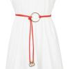 imageAllegra K Women PU Leather Skinny Rope Belt Round Ring Endings Self Tie Waistband Thin Waist StrapRed