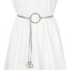 imageAllegra K Women PU Leather Skinny Rope Belt Round Ring Endings Self Tie Waistband Thin Waist StrapSilver