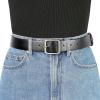 imageAllegra K Women Pin Buckle Belt Soft Wide Waist Belt Casual Dresses Jeans PantsBlack silvery Buckle