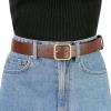 imageAllegra K Women Pin Buckle Belt Soft Wide Waist Belt Casual Dresses Jeans PantsBrown golden Buckle