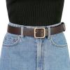 imageAllegra K Women Pin Buckle Belt Soft Wide Waist Belt Casual Dresses Jeans PantsCoffee golden Buckle