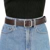 imageAllegra K Women Pin Buckle Belt Soft Wide Waist Belt Casual Dresses Jeans PantsCoffee silvery Buckle