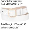imageAllegra K Women Pin Buckle Belt Soft Wide Waist Belt Casual Dresses Jeans PantsWhite golden Buckle