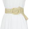 imageAllegra K Women Wide Waist Belts Braided Woven Belts for Dress Chunky BuckleBeige