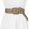 imageAllegra K Women Wide Waist Belts Braided Woven Belts for Dress Chunky BuckleBrown
