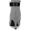 imageAllegra K Womens Buckle Plaid Stiletto Heels Houndstooth Ankle BootsBlack White