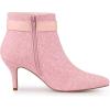 imageAllegra K Womens Buckle Plaid Stiletto Heels Houndstooth Ankle BootsPink