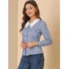 imageAllegra K Womens Casual Floral Lace Trim Collared Button Down Long Sleeve Blouse
