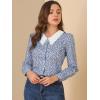 imageAllegra K Womens Casual Floral Lace Trim Collared Button Down Long Sleeve Blouse
