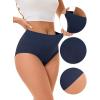 imageAllegra K Womens Cotton High Waist Available in Plus Size Tummy Control UnderwearDark Gray Blue