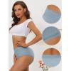 imageAllegra K Womens High Waist Underwear Tummy Control Comfortable Lace Trim Ribbed PantiesLight Blue