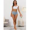 imageAllegra K Womens High Waist Underwear Tummy Control Comfortable Lace Trim Ribbed PantiesLight Blue